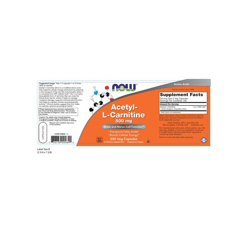 ACETYL L-CARN 500mg 200 VCAPS