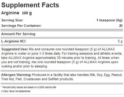 Arginine HCL 100Grams