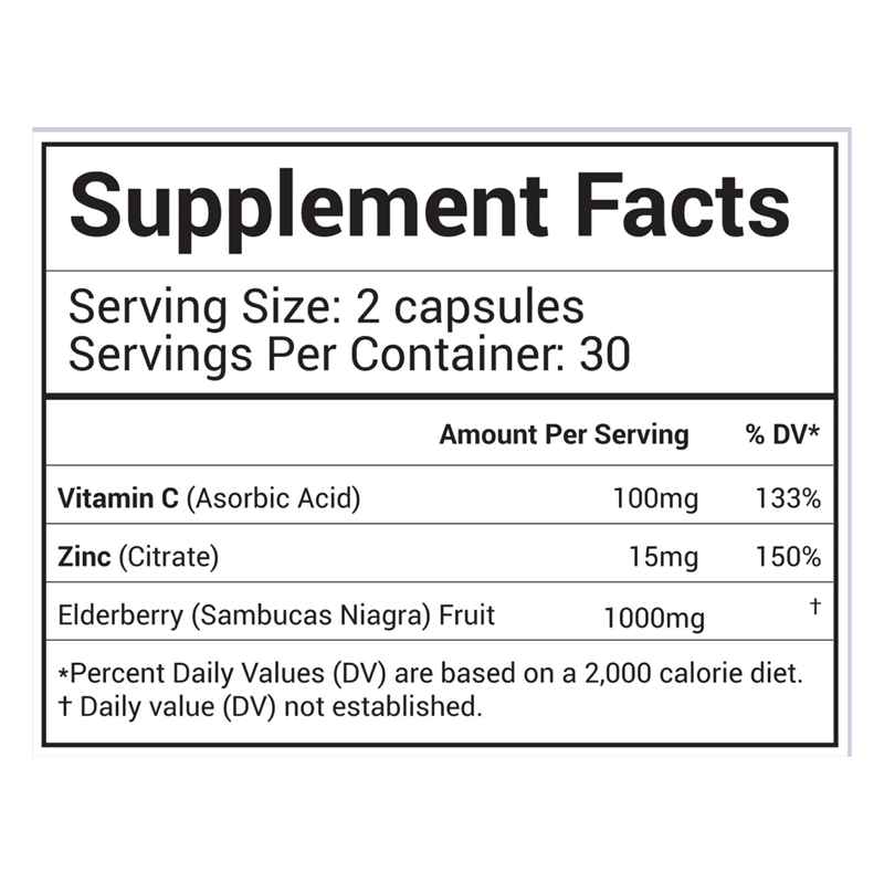 Elderberry Vitamin C & Zinc 60Caps